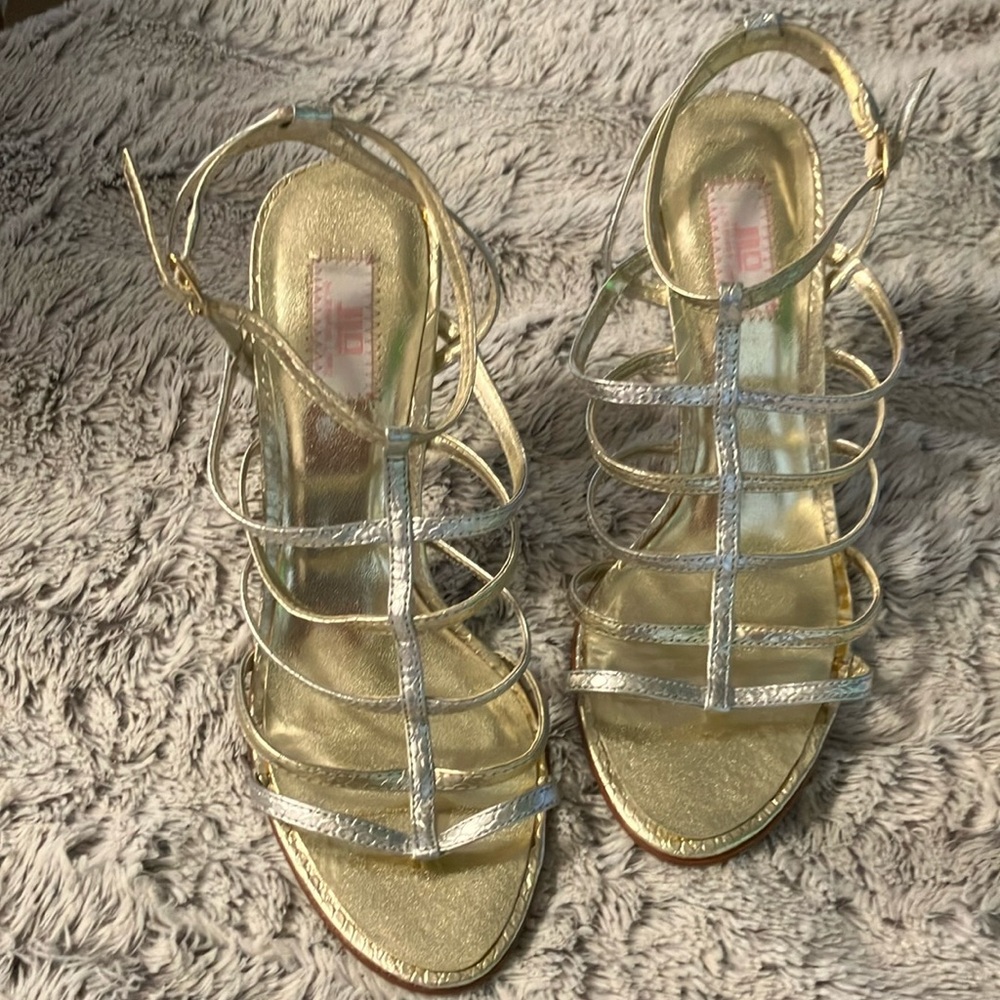 JLO two-tone strappy 3” heels